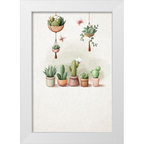 Vintage Cactus Plants White Modern Wood Framed Art Print by Thai, Xuan