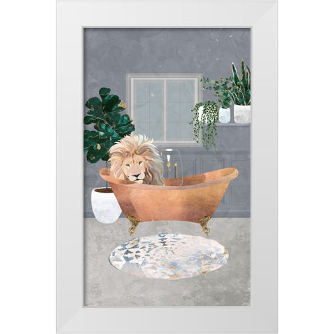 Leo Lion in Copper Bath White Modern Wood Framed Art Print by Manovski, Sarah