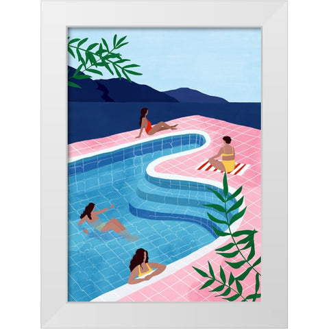 Pool Ladies White Modern Wood Framed Art Print by Tomljanovic, Maja