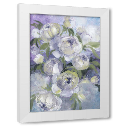 Sady painterly florals in violet White Modern Wood Framed Art Print by Laiz Blursbyai, Rosana
