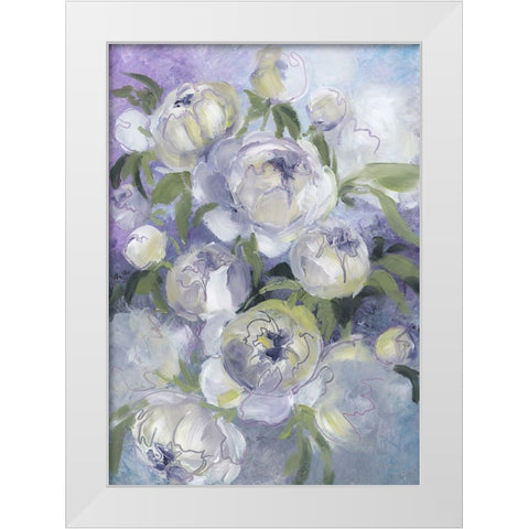 Sady painterly florals in violet White Modern Wood Framed Art Print by Laiz Blursbyai, Rosana