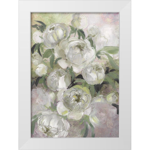 Sady painterly florals in green White Modern Wood Framed Art Print by Laiz Blursbyai, Rosana