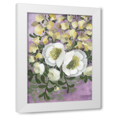 Raelynna painterly florals White Modern Wood Framed Art Print by Laiz Blursbyai, Rosana
