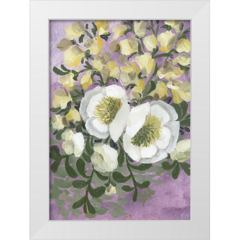 Raelynna painterly florals White Modern Wood Framed Art Print by Laiz Blursbyai, Rosana