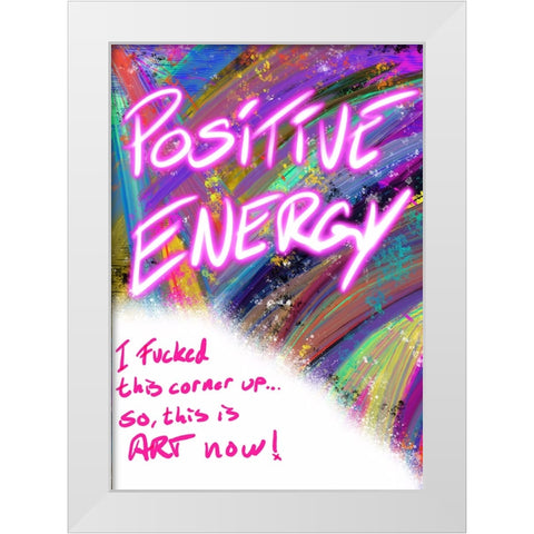 Positive Energy White Modern Wood Framed Art Print by Harstedt, Tomas