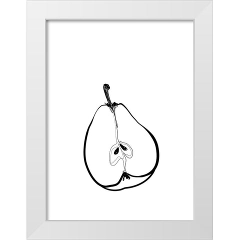 Line art half pear White Modern Wood Framed Art Print by Laiz Blursbyai, Rosana