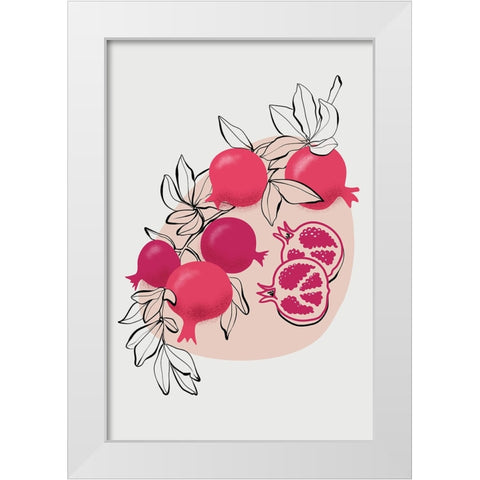 Fathia pomegranates White Modern Wood Framed Art Print by Laiz Blursbyai, Rosana