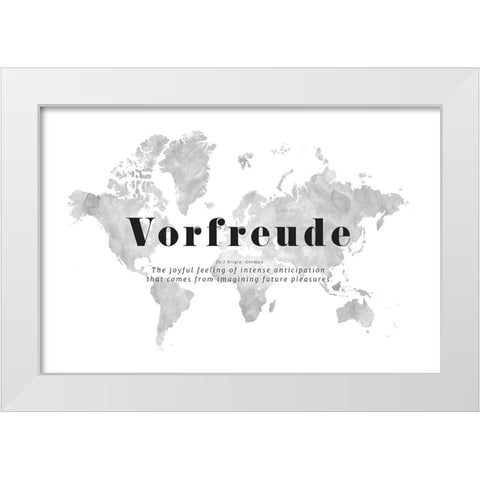 Vorfreude world map White Modern Wood Framed Art Print by Laiz Blursbyai, Rosana