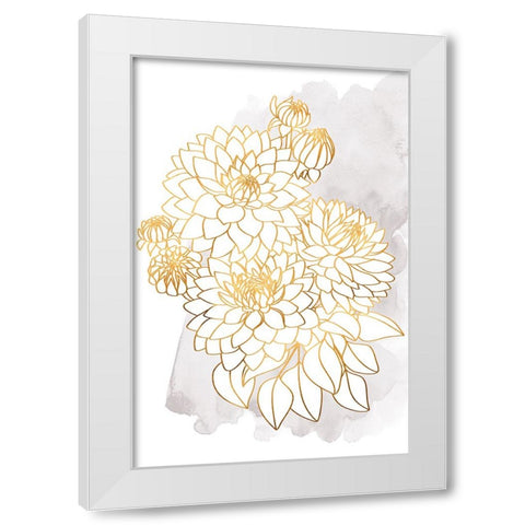 Pacey bouquet in gold and grey White Modern Wood Framed Art Print by Laiz Blursbyai, Rosana