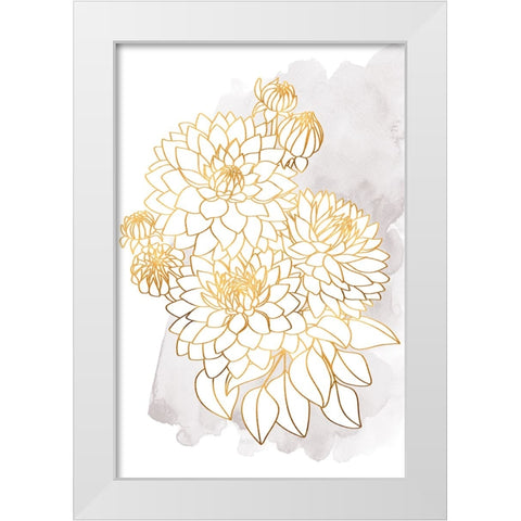 Pacey bouquet in gold and grey White Modern Wood Framed Art Print by Laiz Blursbyai, Rosana