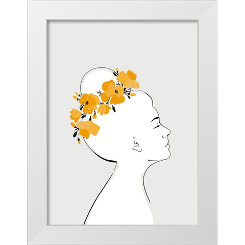 Floral Sanyu portrait White Modern Wood Framed Art Print by Laiz Blursbyai, Rosana