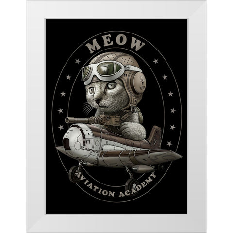 Meow Academy White Modern Wood Framed Art Print by Lawless, Adam
