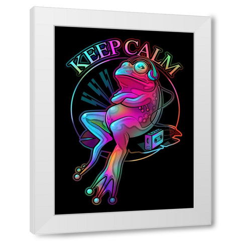 Frog Loves Music White Modern Wood Framed Art Print by Lawless, Adam