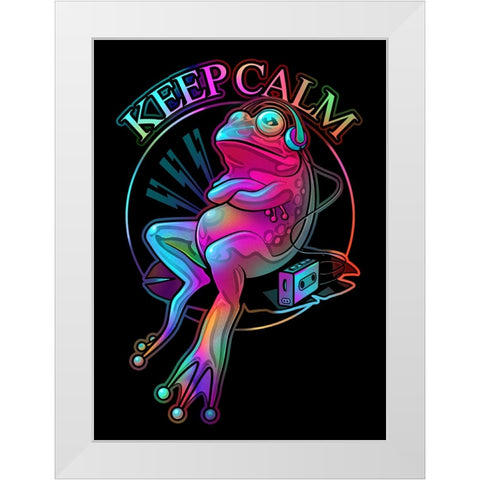 Frog Loves Music White Modern Wood Framed Art Print by Lawless, Adam