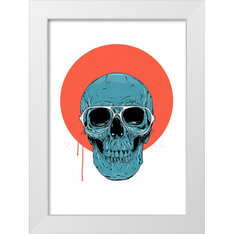 Blue Skull II White Modern Wood Framed Art Print by Solti, Balazs