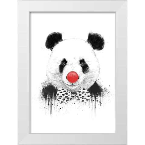 Clown panda White Modern Wood Framed Art Print by Solti, Balazs