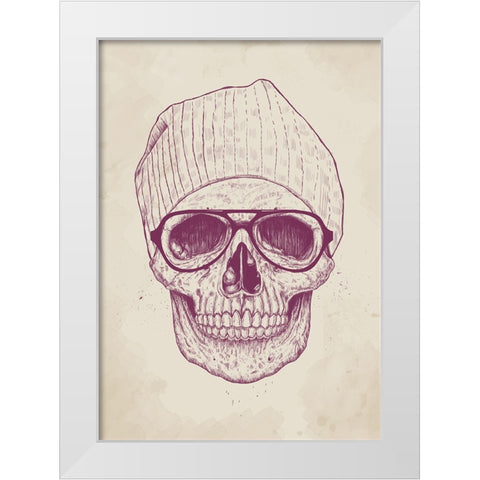 Cool Skull White Modern Wood Framed Art Print by Solti, Balazs