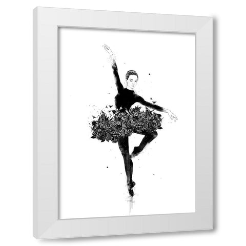 Floral dance White Modern Wood Framed Art Print by Solti, Balazs