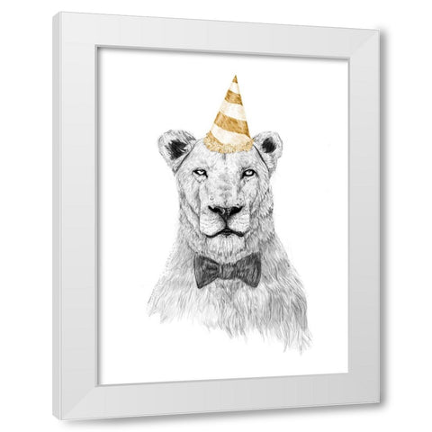 Get the party started White Modern Wood Framed Art Print by Solti, Balazs