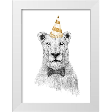 Get the party started White Modern Wood Framed Art Print by Solti, Balazs