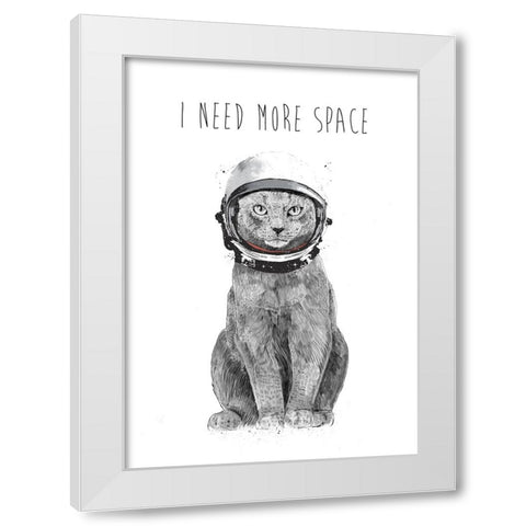 I need more space White Modern Wood Framed Art Print by Solti, Balazs