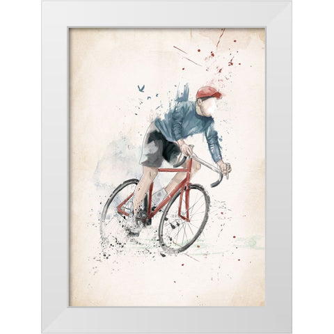 I want to ride my bicycle White Modern Wood Framed Art Print by Solti, Balazs