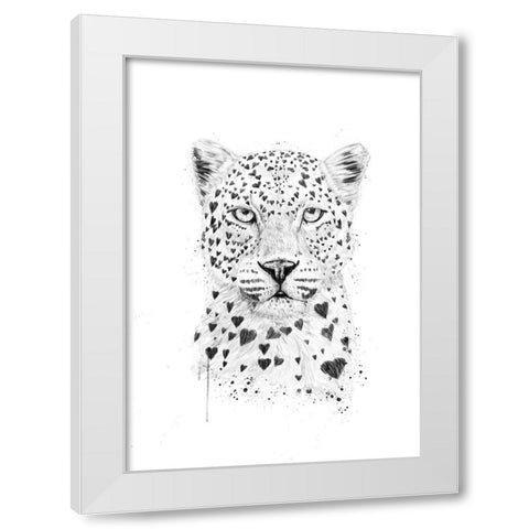 Lovely leopard White Modern Wood Framed Art Print by Solti, Balazs