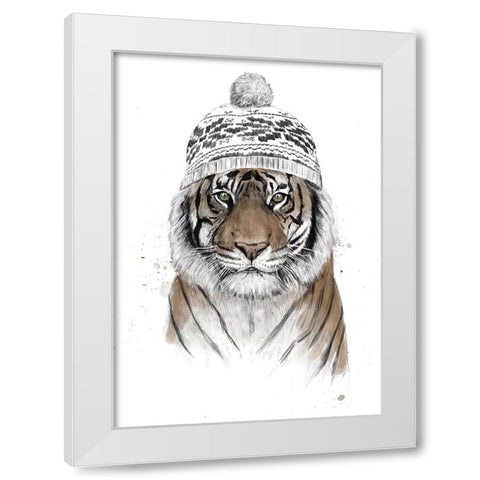 Siberian tiger White Modern Wood Framed Art Print by Solti, Balazs