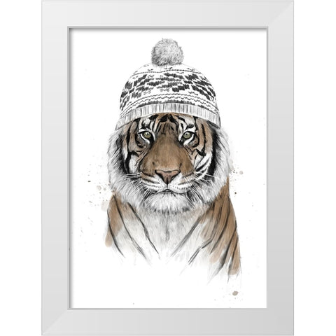 Siberian tiger White Modern Wood Framed Art Print by Solti, Balazs