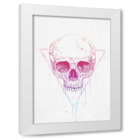 Skull in a triangle White Modern Wood Framed Art Print by Solti, Balazs