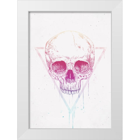 Skull in a triangle White Modern Wood Framed Art Print by Solti, Balazs