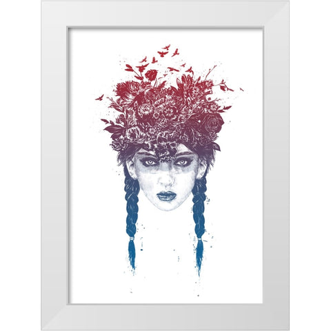 Summer girl White Modern Wood Framed Art Print by Solti, Balazs