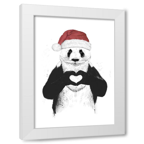Santa panda White Modern Wood Framed Art Print by Solti, Balazs