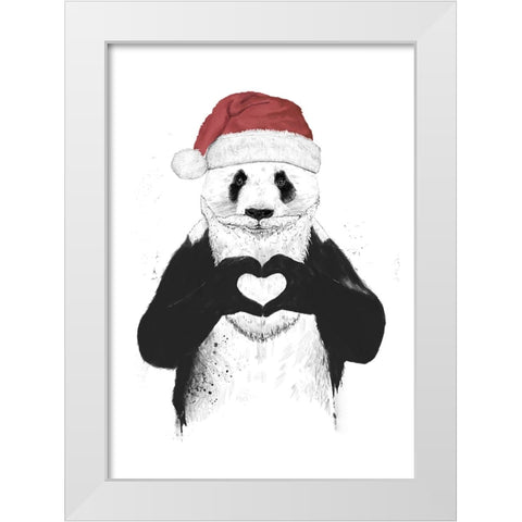 Santa panda White Modern Wood Framed Art Print by Solti, Balazs