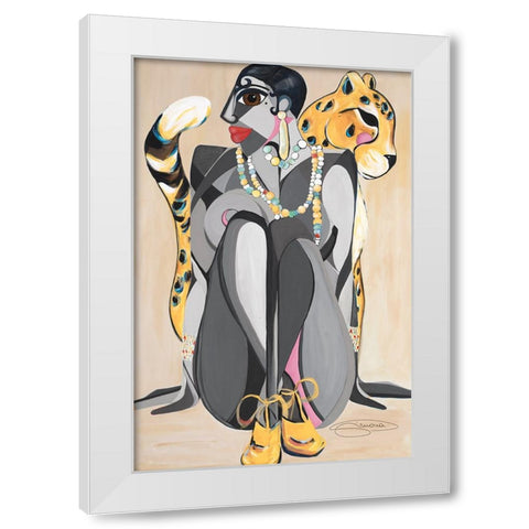 Josephine Baker White Modern Wood Framed Art Print by Florea, Simona
