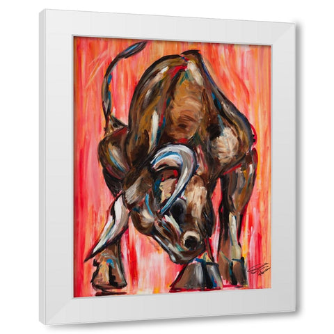 Bull White Modern Wood Framed Art Print by Florea, Simona