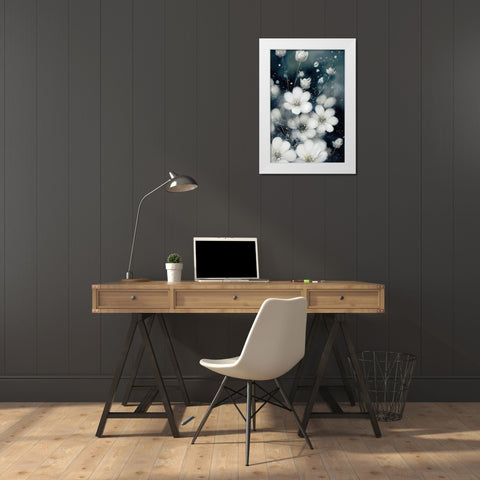 Frozen Flowers White Modern Wood Framed Art Print by Treechild