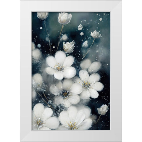 Frozen Flowers White Modern Wood Framed Art Print by Treechild