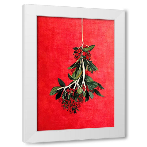 Painted Mistletoe White Modern Wood Framed Art Print by Treechild