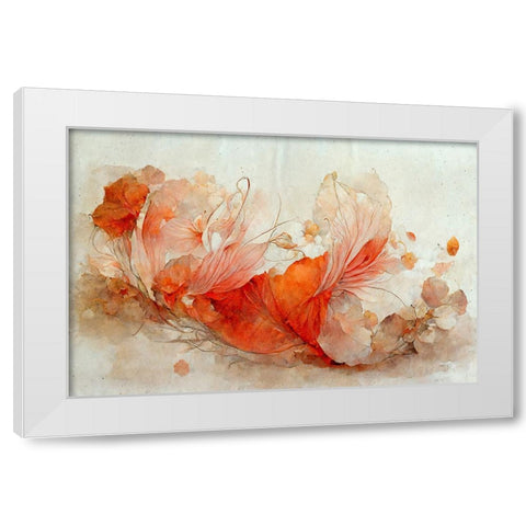 Persian Red Flowers White Modern Wood Framed Art Print by Treechild