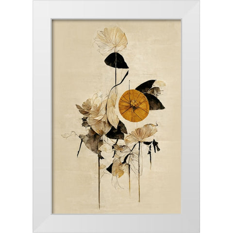 The Golden Wheel White Modern Wood Framed Art Print by Treechild