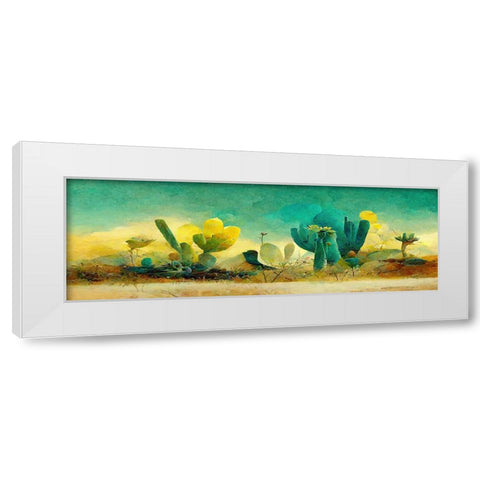 Cactuses White Modern Wood Framed Art Print by Treechild