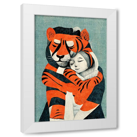 My Tiger And Me White Modern Wood Framed Art Print by Treechild