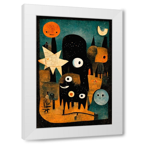 Night Of The Young Monsters White Modern Wood Framed Art Print by Treechild