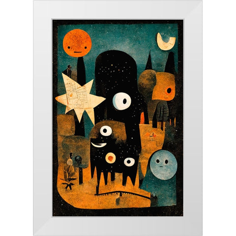 Night Of The Young Monsters White Modern Wood Framed Art Print by Treechild