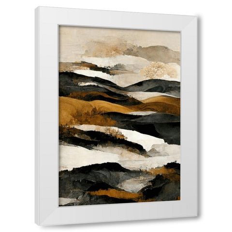 Ochre And Beige Mountains White Modern Wood Framed Art Print by Treechild