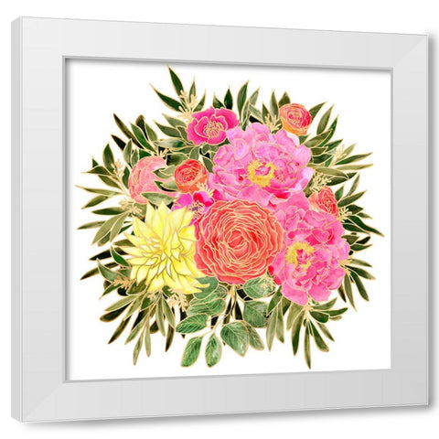 Colorful Nanette floral bouquet White Modern Wood Framed Art Print by Laiz Blursbyai, Rosana