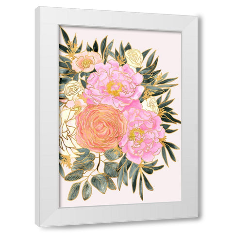 Nanette floral art in pastels White Modern Wood Framed Art Print by Laiz Blursbyai, Rosana