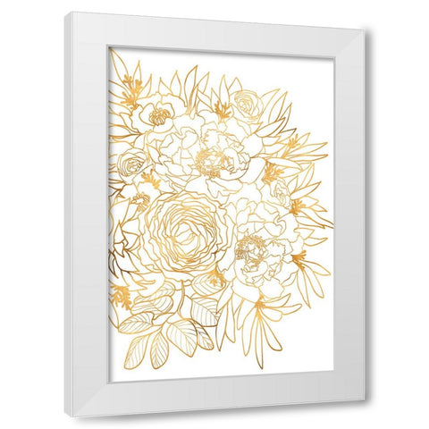 Nanette floral art in gold White Modern Wood Framed Art Print by Laiz Blursbyai, Rosana