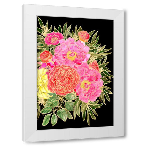 Nanette floral art in bright colors White Modern Wood Framed Art Print by Laiz Blursbyai, Rosana